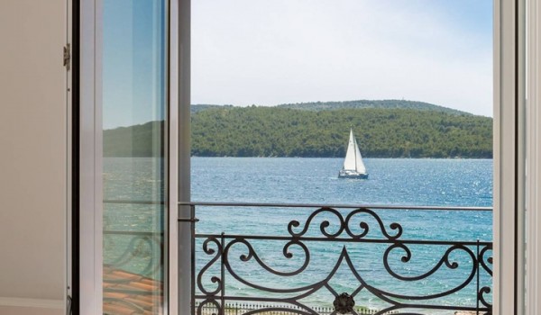 Sea view from the bedroom of the luxury holiday villa in SIbenik with concierge service and private parking