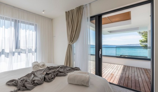 Bedroom with private terrace of the luxury villa Papillon in Split with concierge service
