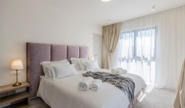 Luxury bedroom with king size bed in the modern family villa in Split with parking and Wi-Fi with total privacy