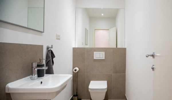 Shared toilet in a luxury beachfront villa for vacation and rent in Ciovo with total privacy