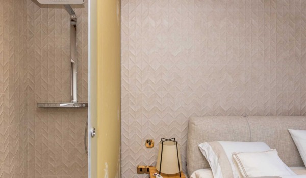 Shower in en suite bathroom in a bedroom of a luxury family villa for vacation in Skradin with complete privacy