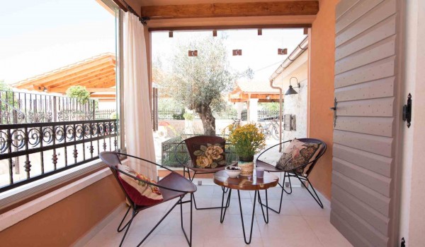 Seating area on the terrace of a luxury Croatian villa FInessa Skradin 1 for family vacation