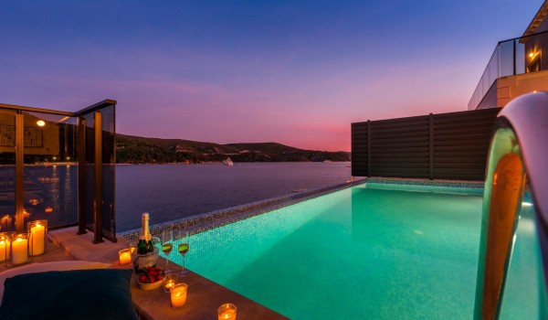 Sea view from the terrace of Croatia luxury holiday villa with private pool for rent with friends