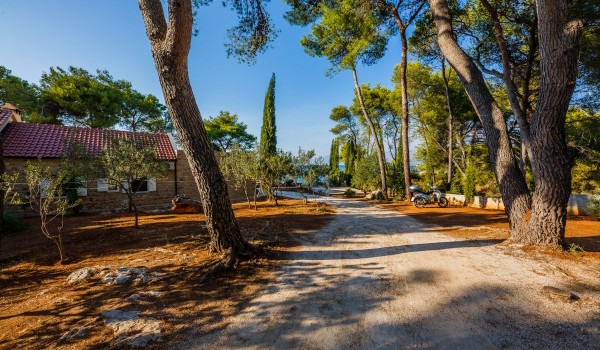 Road to the traditional stone house on Brac island with private parking