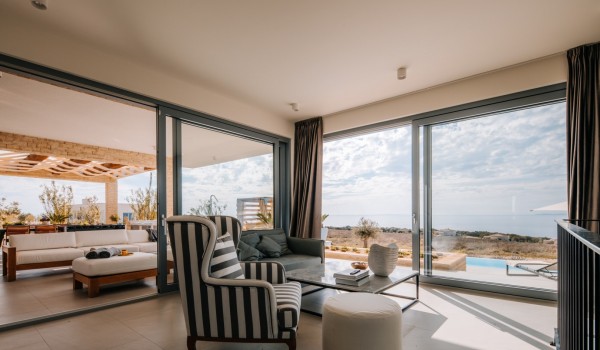 Connected interior and exterior space of a luxury villa for rent and holiday by the sea on the island of Pag in Novalja with swimming pool, jacuzzi, sauna, wine room and billiards