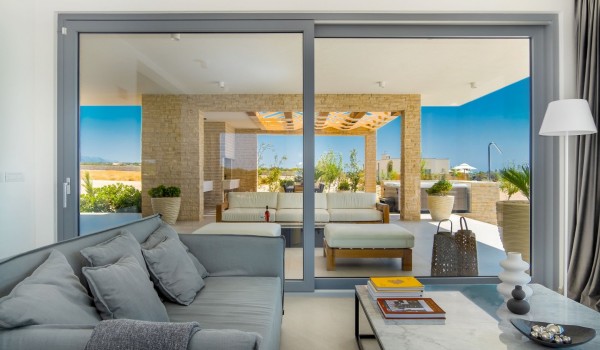 Comfortable air-conditioned living space of a luxury villa for rent by the sea on the island of Pag with Internet connection, SMART TV and private parking