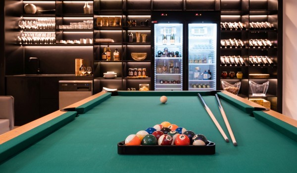 Luxury wine cellar with pool table and large SAT TV in family villa for rent and vacation Summer Dream Privacy Novalja on the island of Pag