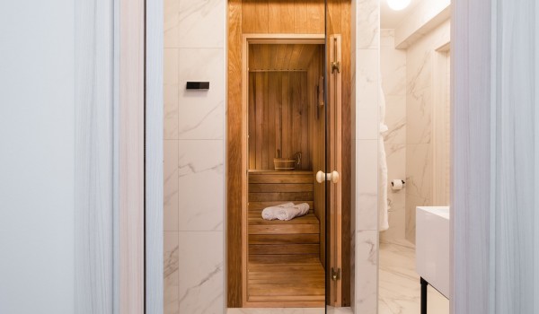 Private sauna for relaxation in the Croatian villa Summer Dream Privacy Novalja for rent with family and friends on the island of Pag by the sea and the beach