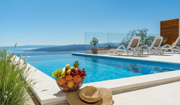 View from the sun-drenched terrace of the Croatian luxury villa on the most beautiful Croatian islands of Brač and Hvar