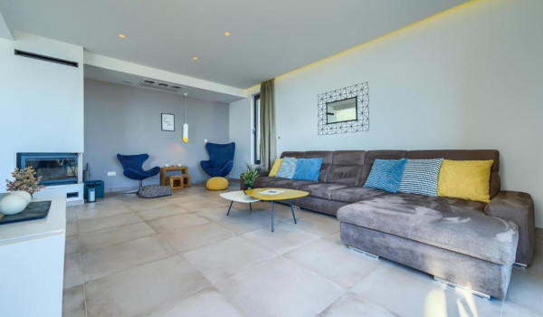 A spacious comfortable living room of the Croatia luxury villa White Diamond with a view of the beautiful islands