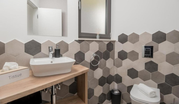 Modern bathroom inside the Croatia luxury villa for family vacation White Diamond