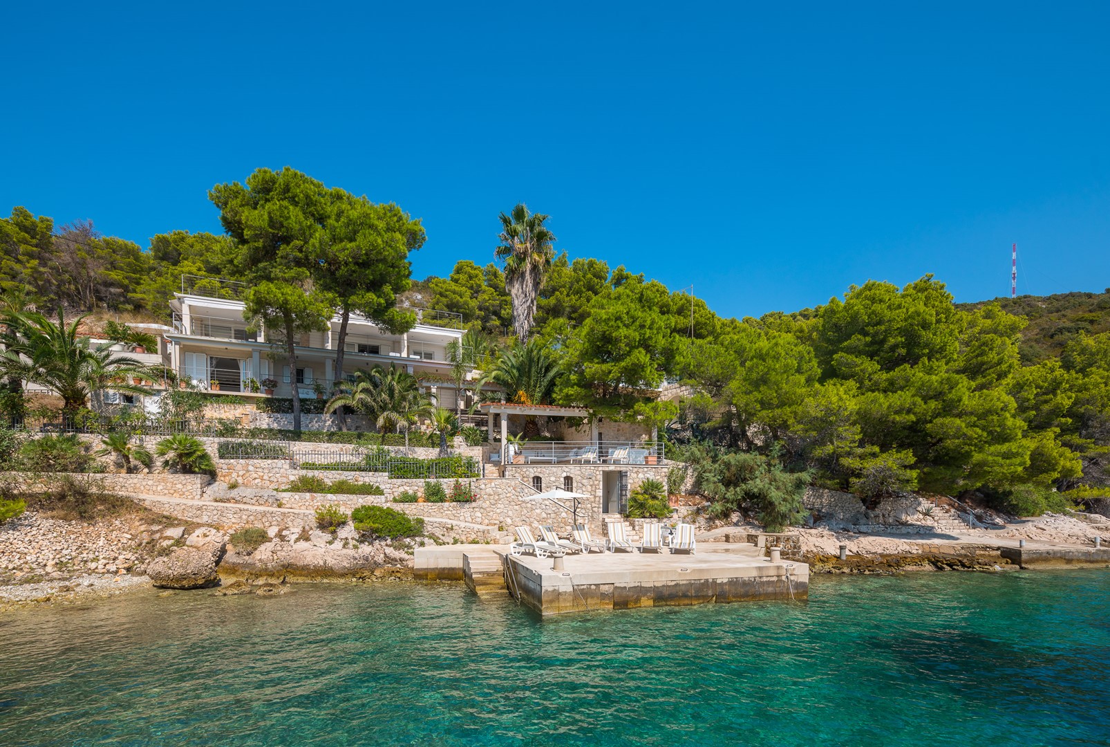 View of Croatia luxury holiday villa Anemos with private pool on the beach on the island of Hvar
