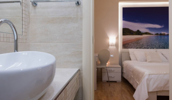 En suite bathroom in a bedroom of a luxury villa Korcula Magnificent with heated pool and sauna