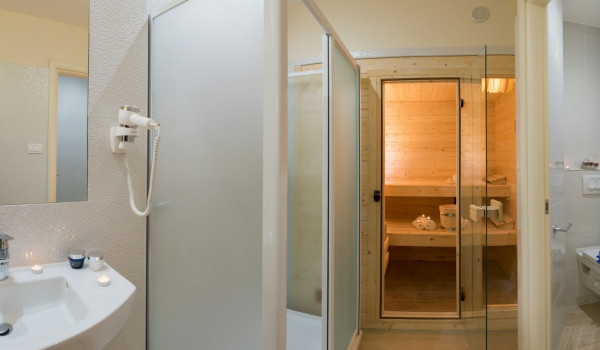 Private sauna in a wellness room of a luxury beachfront villa on Korcula island with private mooring