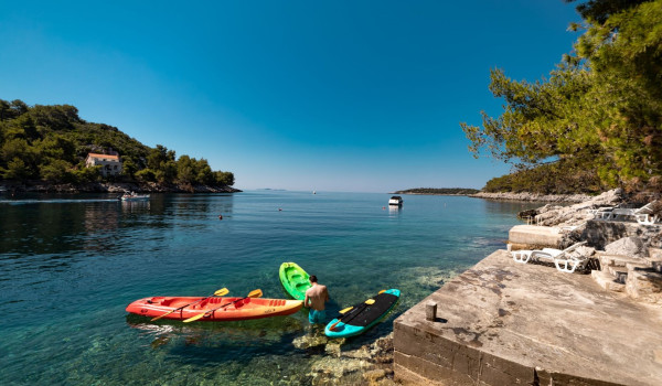 Kayaks that are free of charge in the luxury  Korcula holiday villa for families with kids