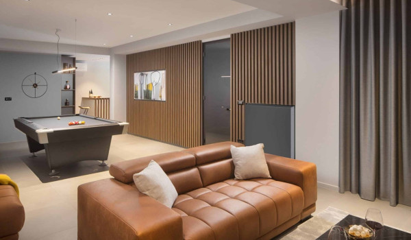 Leisure room with foosball table, PlayStation 5 in Luxury Villa Istrian Prestige Panoramica with heated pool, spa zone, fitness and play room in Brovinje - Istria