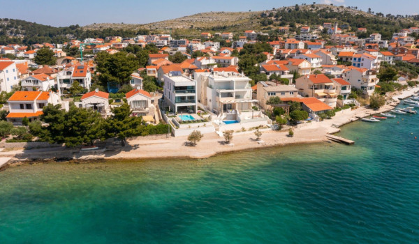 Aerial view of the Croatian private luxury villa L'Amour for a vacation with friends and family