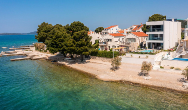 View of the exterior of a luxurious Croatian private villa for rent and vacation in the heart of Dalmatia