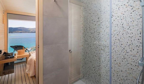 Walk-in shower as part of the sauna inside the Croatian luxury villa for rent and vacation