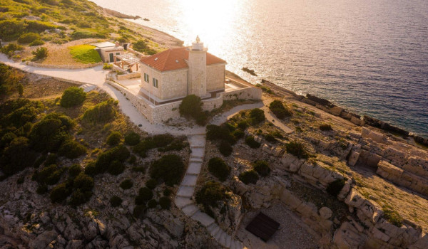 The view of estate of Vis luxury rental villa Lighthouse Ligero by the sea with jacuzzi with complete privacy