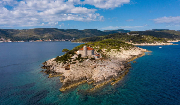 The view of estate of Vis luxury family villa Lighthouse Ligero by the sea with jacuzzi with complete privacy