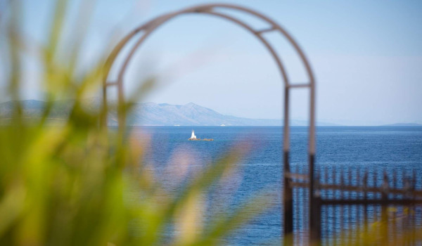 Sea view from Vis luxury private villa Lighthouse Ligero for vacation and rent with jacuzzi.