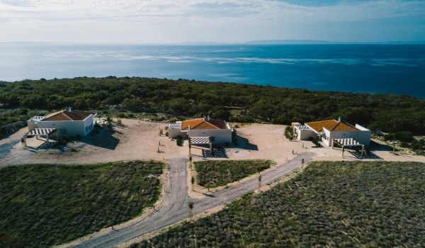 View of the private property of the luxury villa Summer Dream Privacy Novalja with swimming pool, jacuzzi, sauna and private parking for 7 people by the sea and the beach on the island of Pag