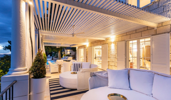 Private seating area for relaxing on the terrace of the Croatia luxury family villa by the sea