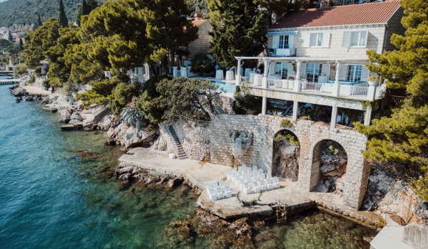 Croatian luxury beachfront villa Dubrovnik Sea Diamant with private pool and private beach