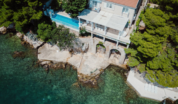 Croatian luxury beachfront villa Dubrovnik Sea Diamant with private pool and private beach