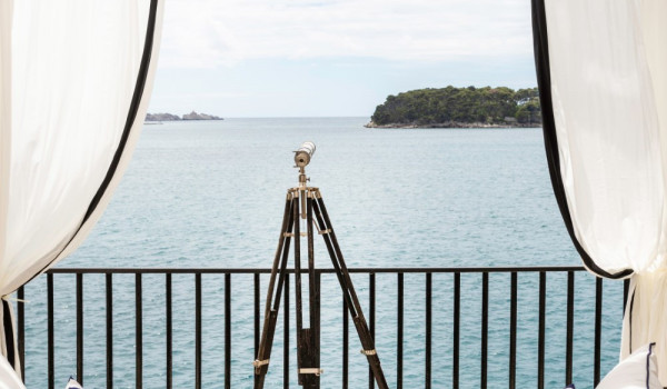 View from the lounge chair on the private terrace of the vacation villa with private pool in Dubrovnik
