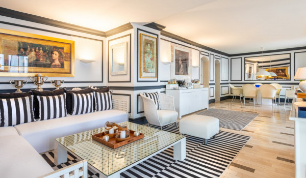 View of the coffee station and dining table in the luxury family villa in Dubrovnik
