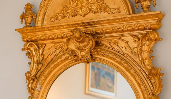 Vintage mirror on the wall of Croatia luxury villa Dubrovnik Stone Beauty for vacation and rent