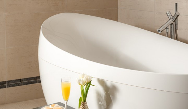 Bathroom of Croatia luxury pool villa with modern bathtub and candles perfect for family vacation