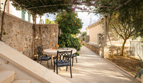 Dining table on the terrace of Croatia luxury pool villa for vacation and rent with friends and family