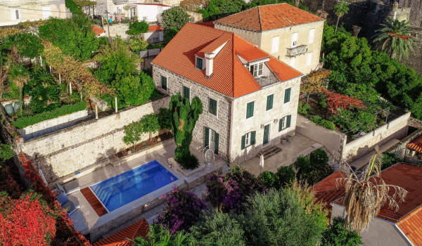 Aerial view of Croatia luxury sea view villa for vacation and rent with friends and family
