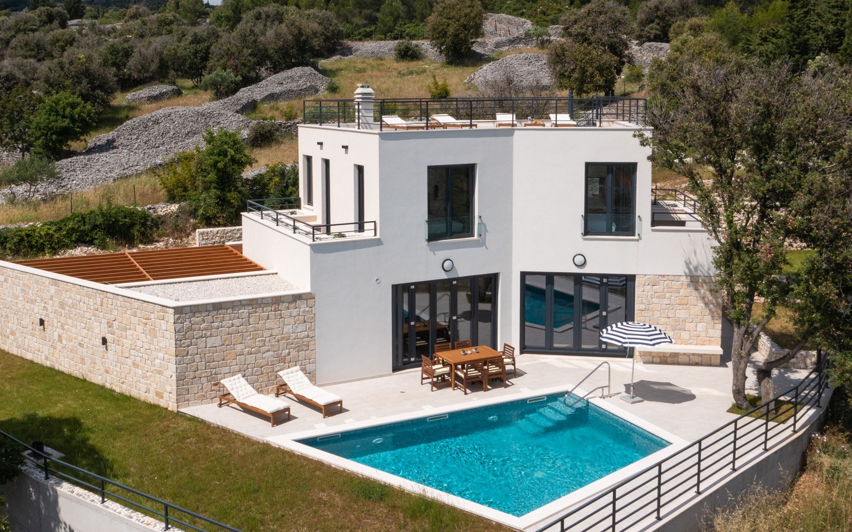 Luxury Holiday House Skrip with private pool and sea view on the island of Brac