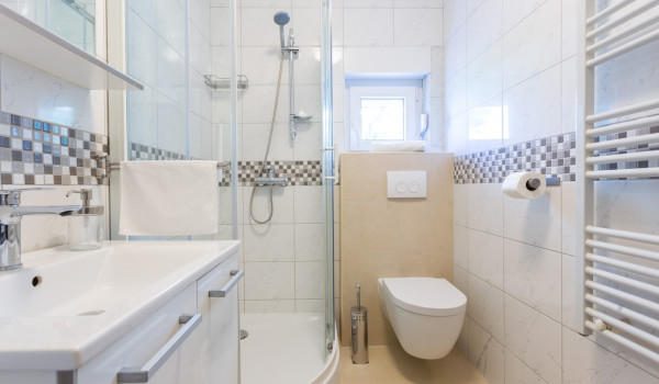 Private bathroom in a seafront villa
