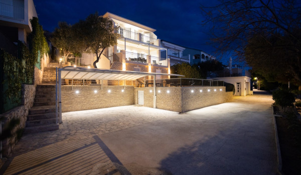 Night view of a Seafront villa Sea Hug for family