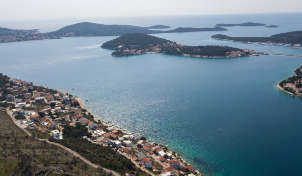 Aerial view of the luxury  family villa by the sea