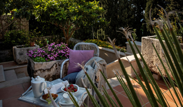 Outdoor seating area on the terrace of the luxury vacation villa for families in Dubrovnik