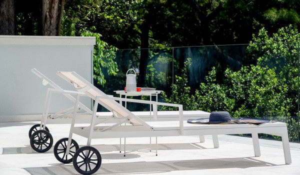 Sun loungers on the private terrace in front of the rental and vacation villa Velvet Bourbon Split