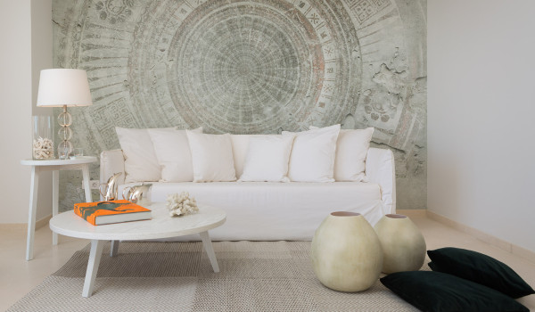 Comfortable white sofa decorated with pillows in the living room of Croatia luxury vacation villa Primosten Glamour