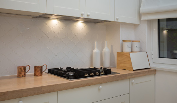 Fully equipped kitchen area of Croatia villa with stove in Primosten for vacation and rent