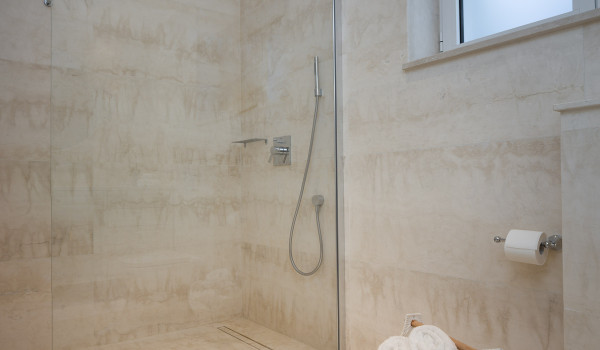 Bathroom with shower cabin in a modern bathroom of the luxury Dalmatia villa Primosten Glamour for vacation