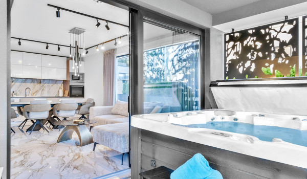 Luxury Beachfront pet friendly villa for 16 pax in Trogir - balcony with jacuzzi for 6 pax