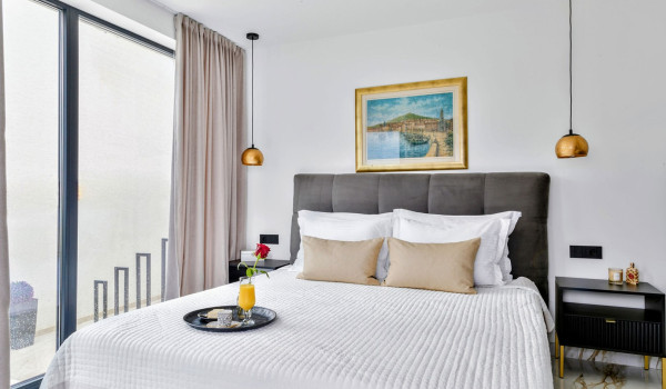 Luxury Beachfront pet friendly villa for 16 pax in Trogir - air conditioned bedroom with king size bed