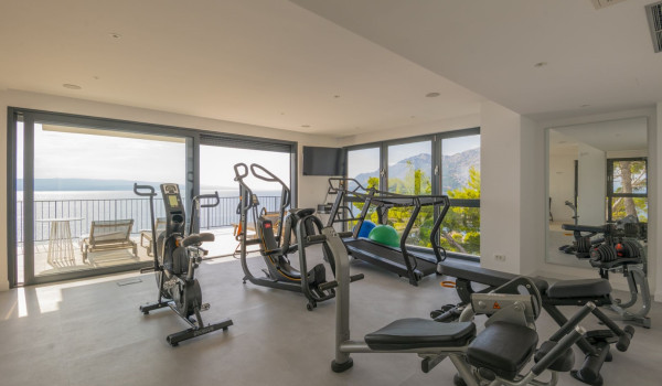 A private gym with cardio machines in a luxurious villa with a private swimming pool Glorious Brela in Brela