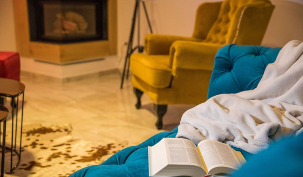 Comfortable sofa perfect for reading a book in a modern vacation villa for families with kids near Dubrovnik